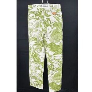 NWT Reformation Marble High Waisted Straight Leg Jeans Green Swirl 25